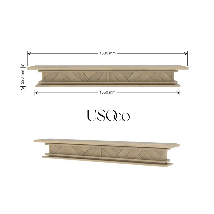 1.7m Floating Fire Mantel | Solid Hardwood