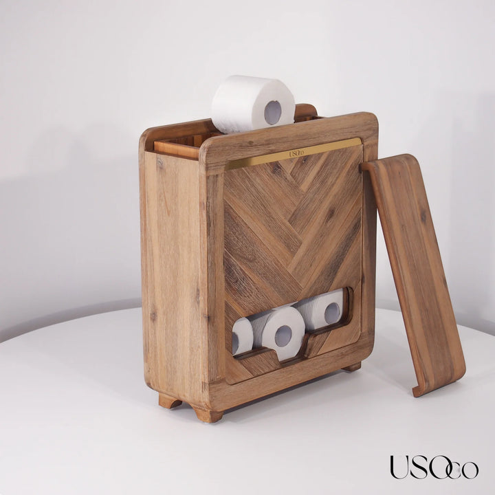 USOco Garde-Rouleaux 12 - Genuine Acacia | Toilet Roll Organiser