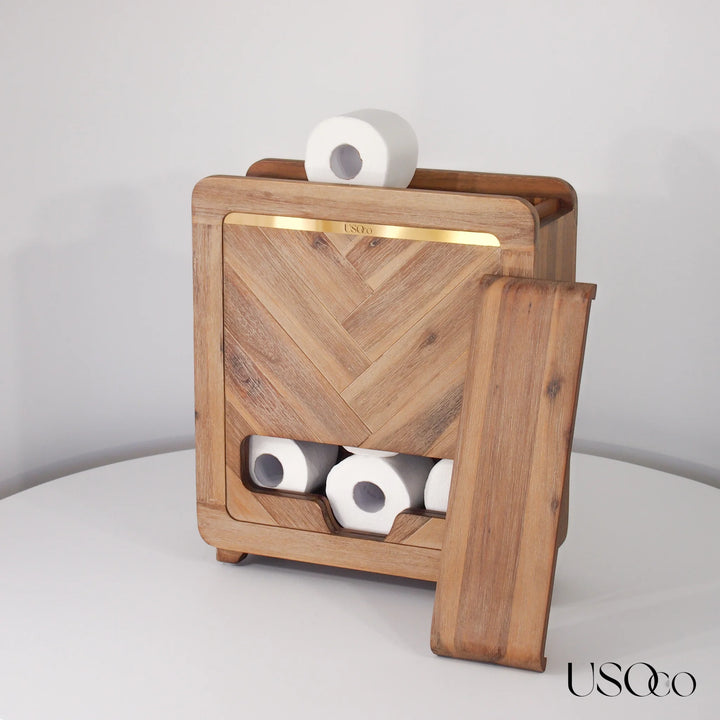 USOco Garde-Rouleaux 12 - Genuine Acacia | Toilet Roll Organiser