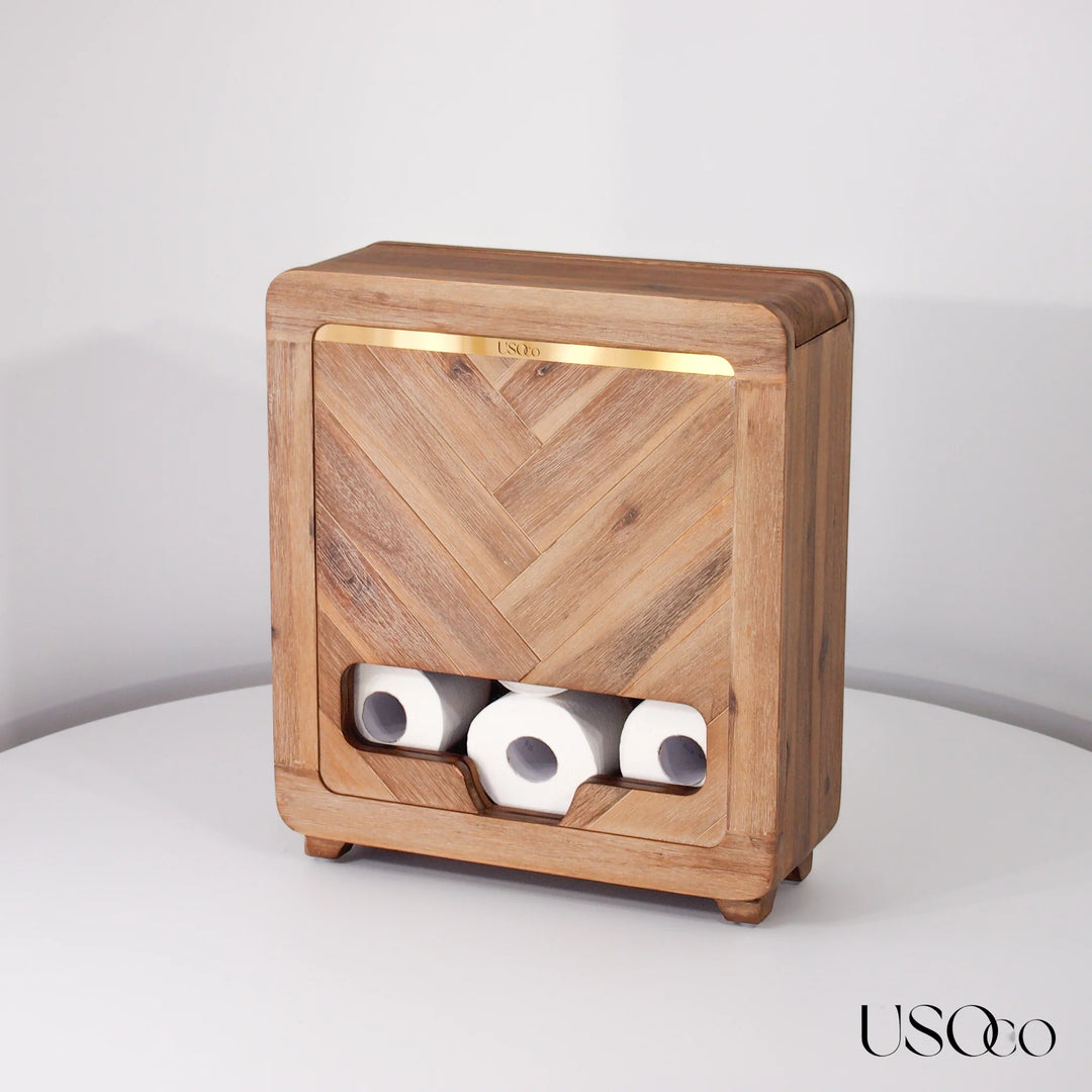 USOco Garde-Rouleaux 12 - Genuine Acacia | Toilet Roll Organiser