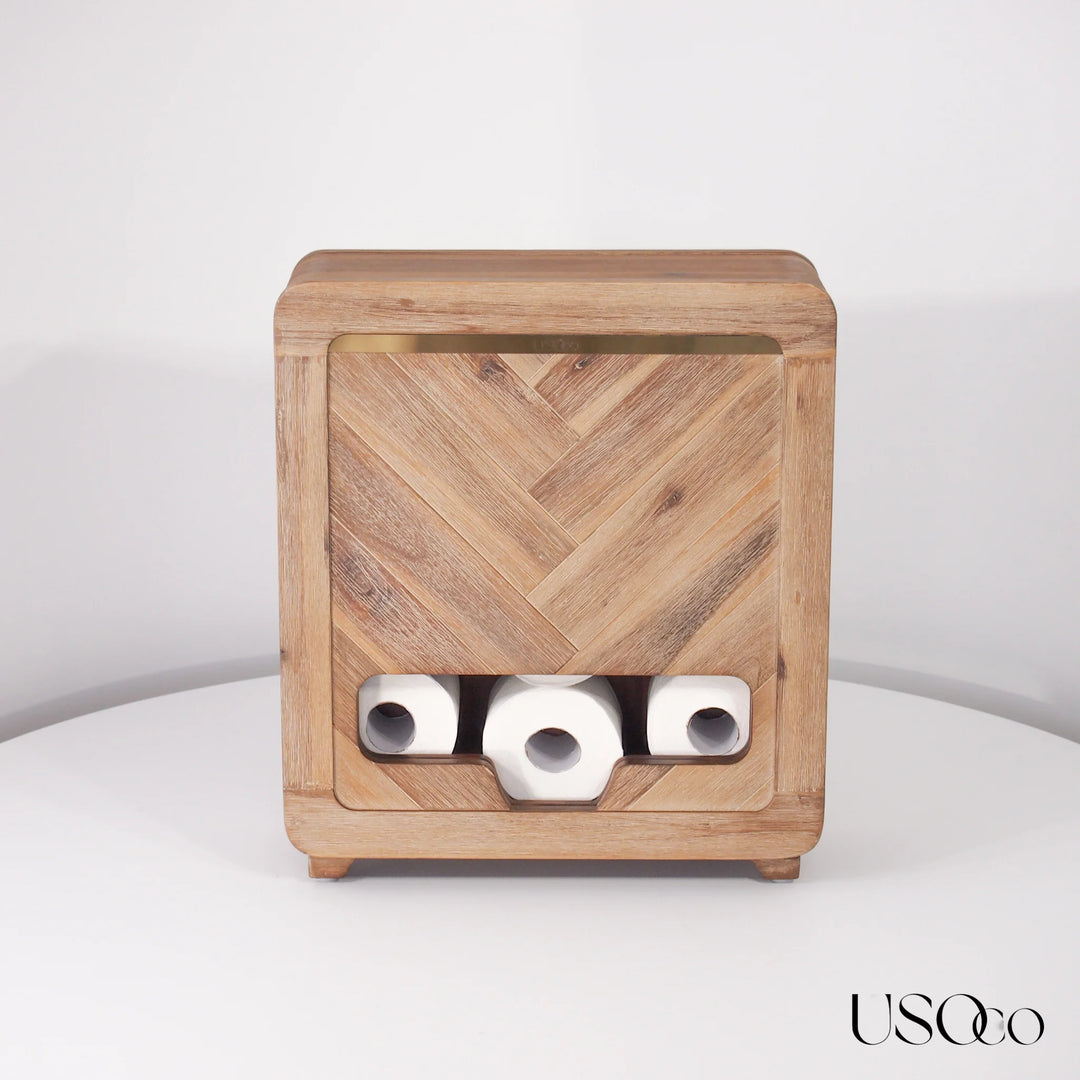 USOco Garde-Rouleaux 12 - Genuine Acacia | Toilet Roll Organiser