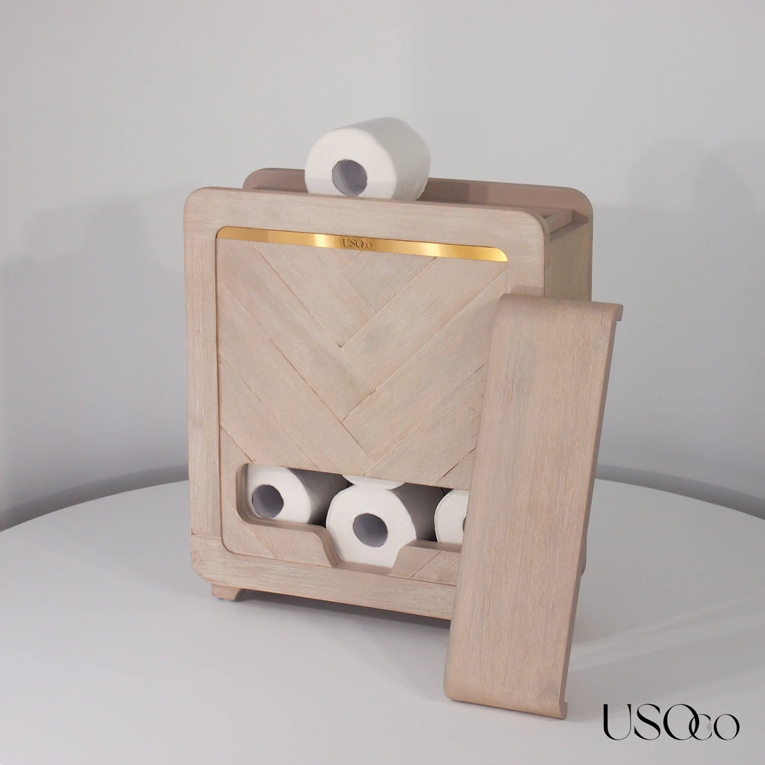 USOco Garde-Rouleaux 12 - Genuine Acacia | Toilet Roll Organiser