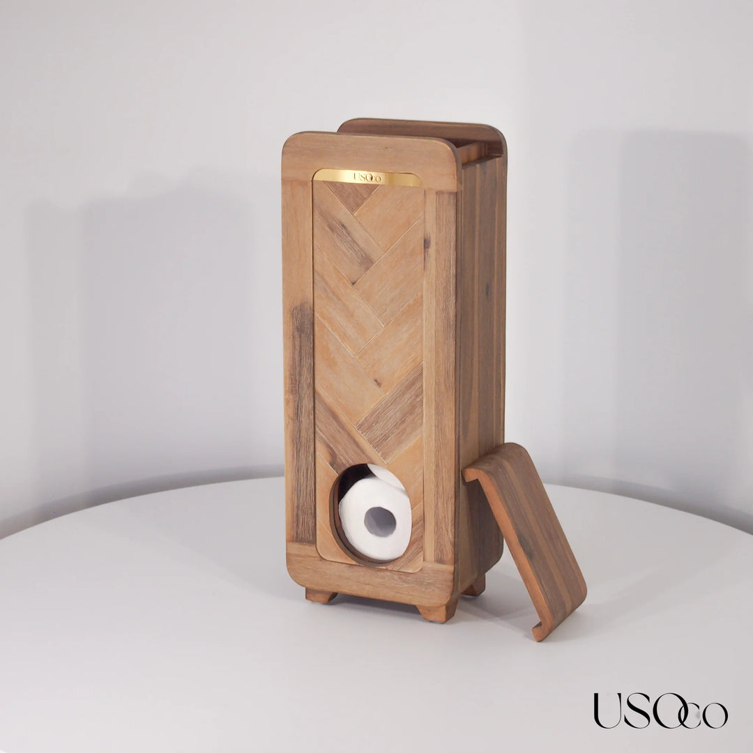 USOco Garde-Rouleaux 6 - Genuine Acacia | Toilet Roll Organiser