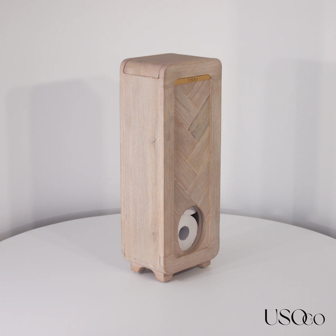 USOco Garde-Rouleaux 6 - Genuine Acacia | Toilet Roll Organiser