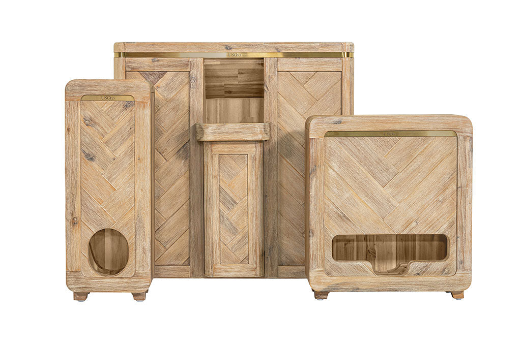 USOco L'Essentiel du Bain- Natural Acacia | Bathroom Storage Set