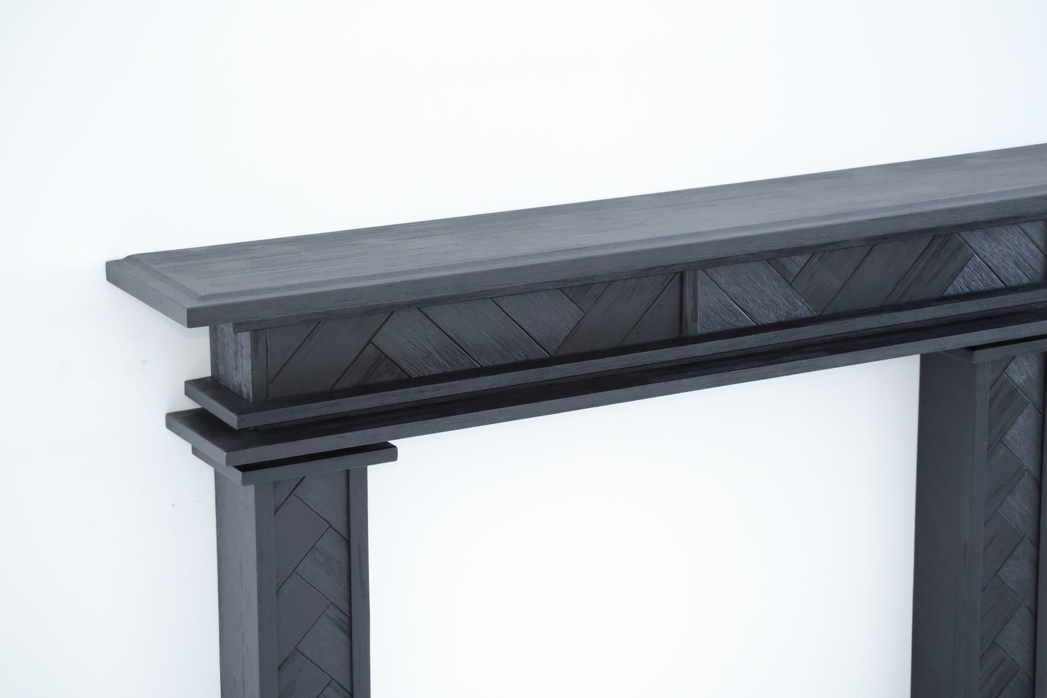 1.5m Full Fireplace Mantel Surround | Solid Acacia Hardwood | Black