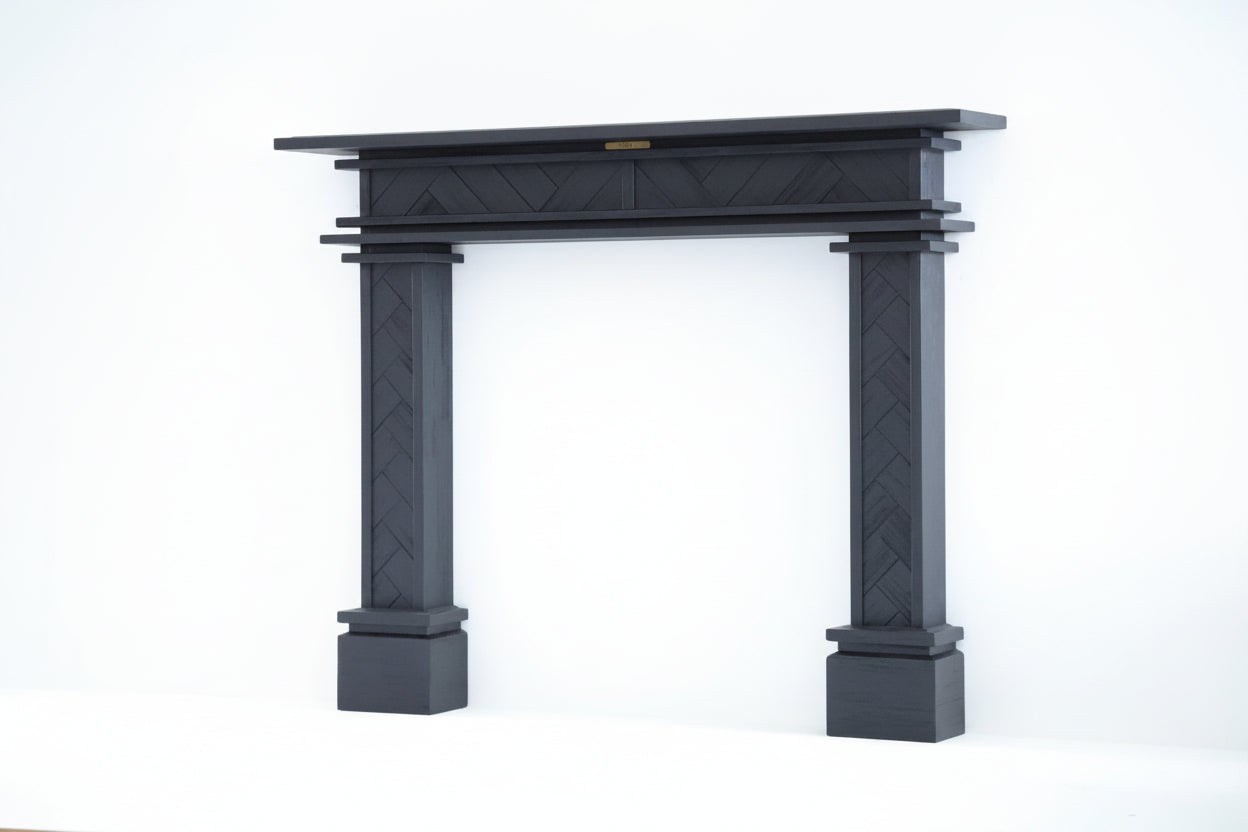 1.5m Full Fireplace Mantel Surround | Solid Acacia Hardwood | Black