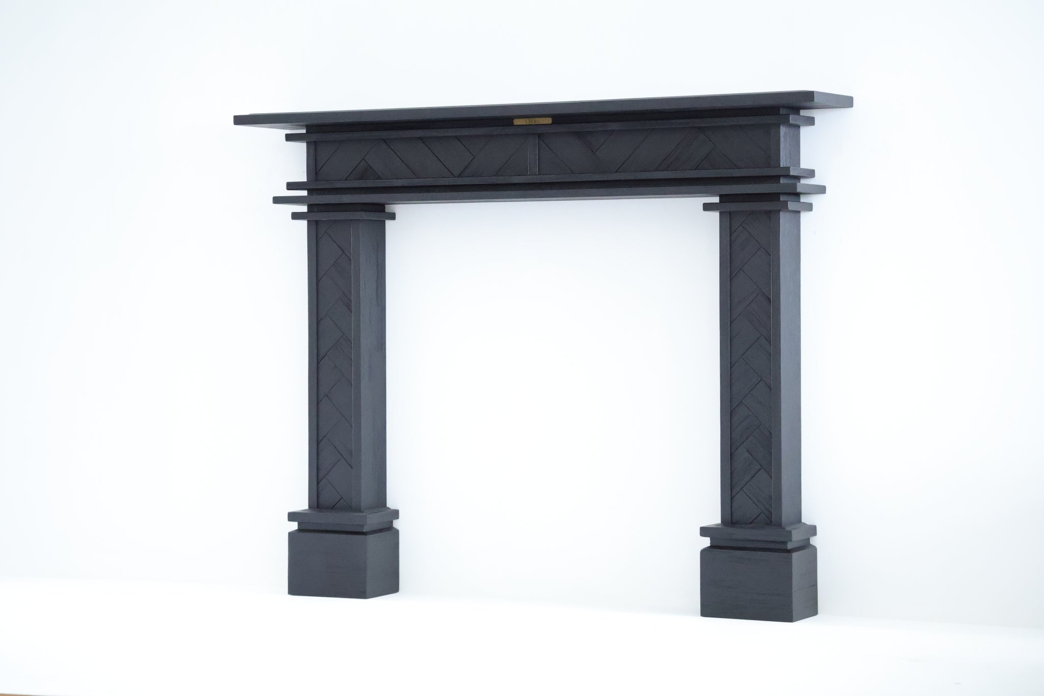 1.5m Full Fireplace Mantel Surround | Solid Acacia Hardwood | Black