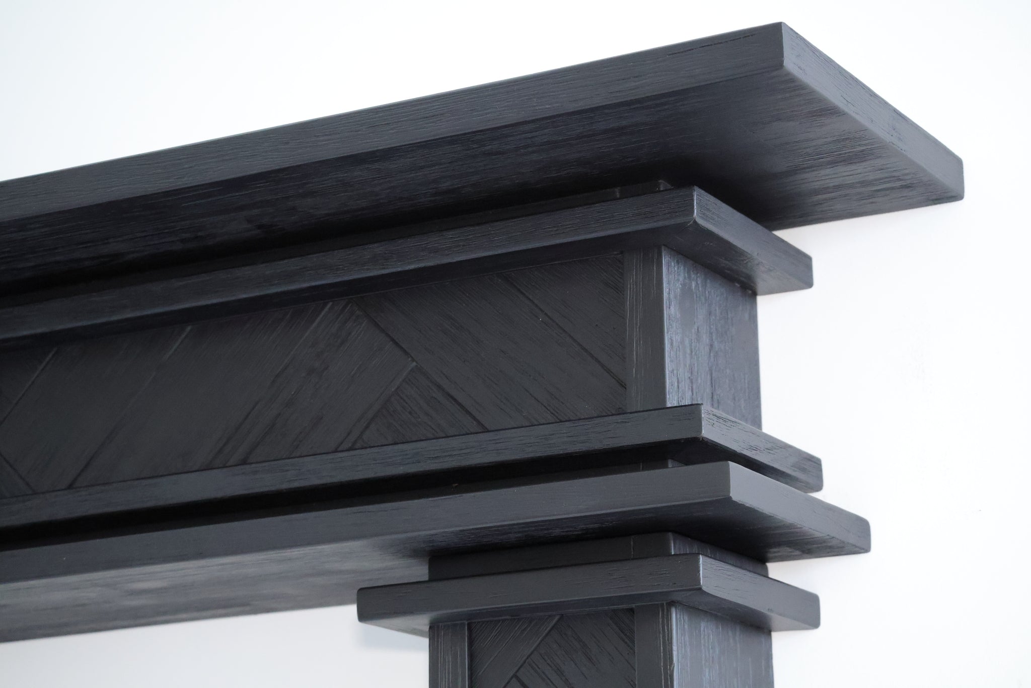 1.5m Full Fire Mantel Surround | Solid Hardwood | Black