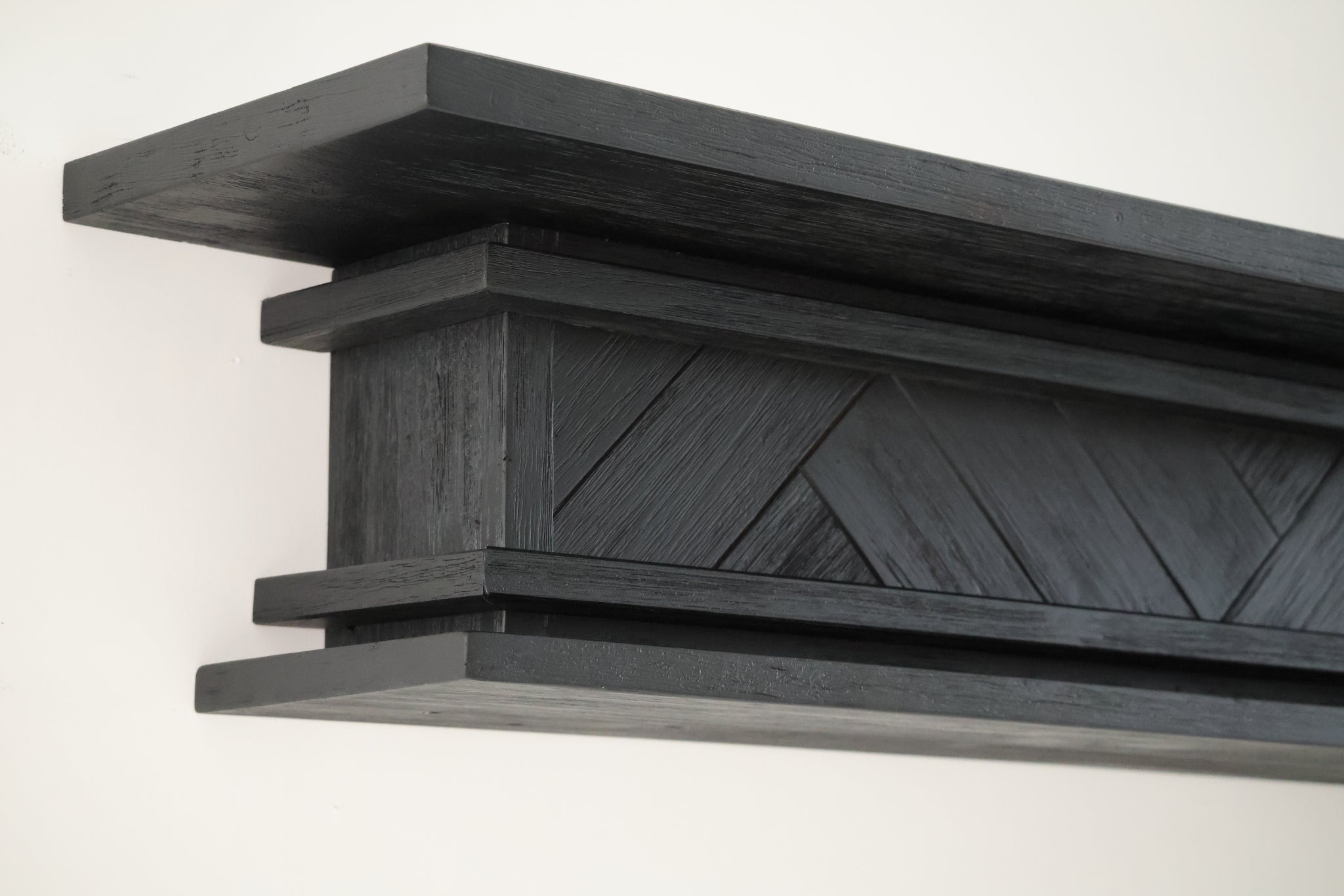1.5m Floating Fire Mantel | Solid Hardwood | Black