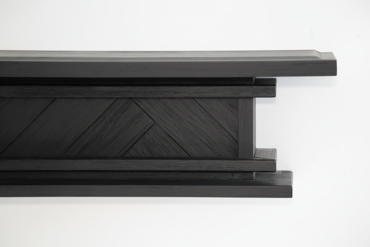 1.7m Floating Fireplace Mantel | Solid Acacia Hardwood | Black