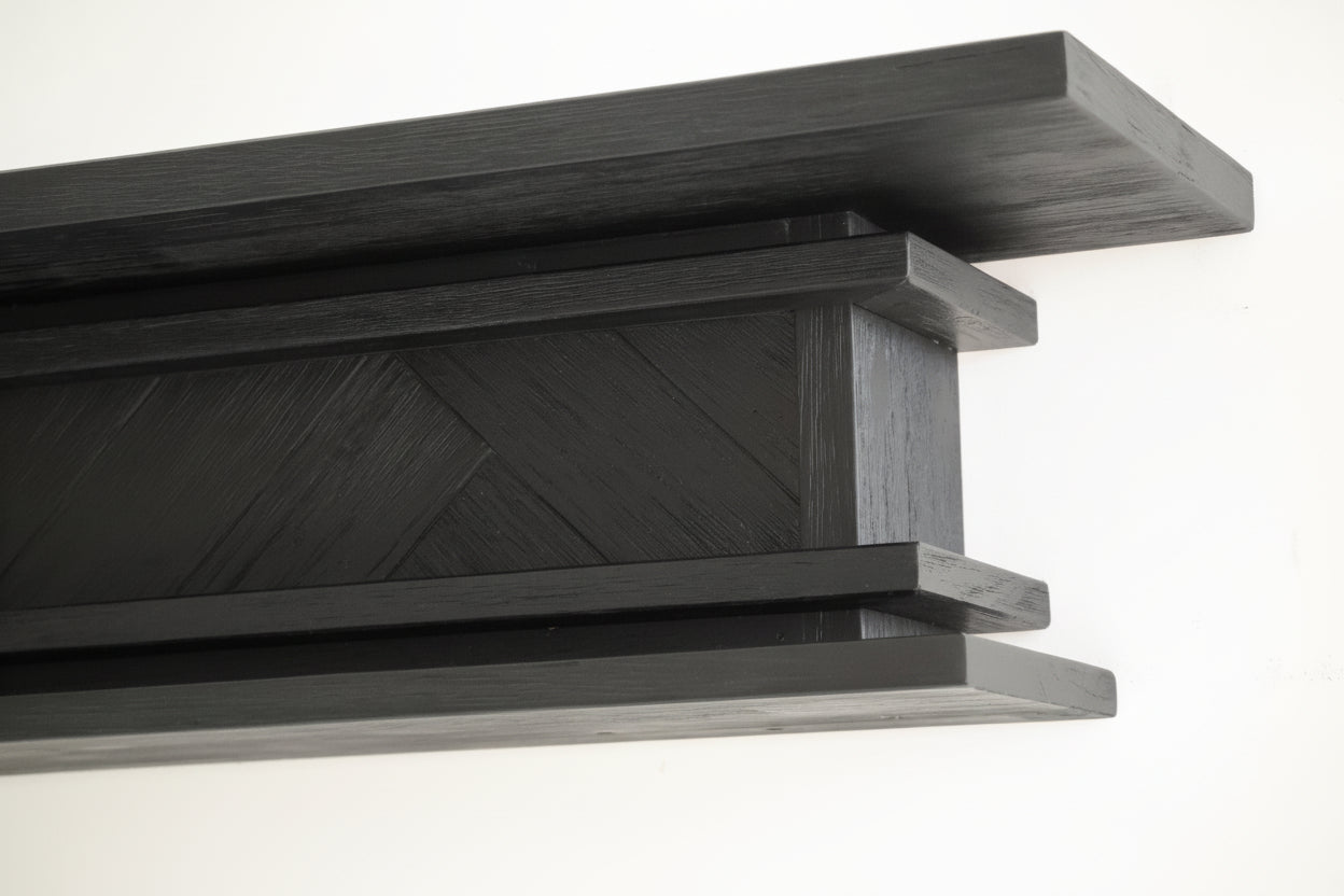 1.5m Floating Fire Mantel | Solid Hardwood | Black