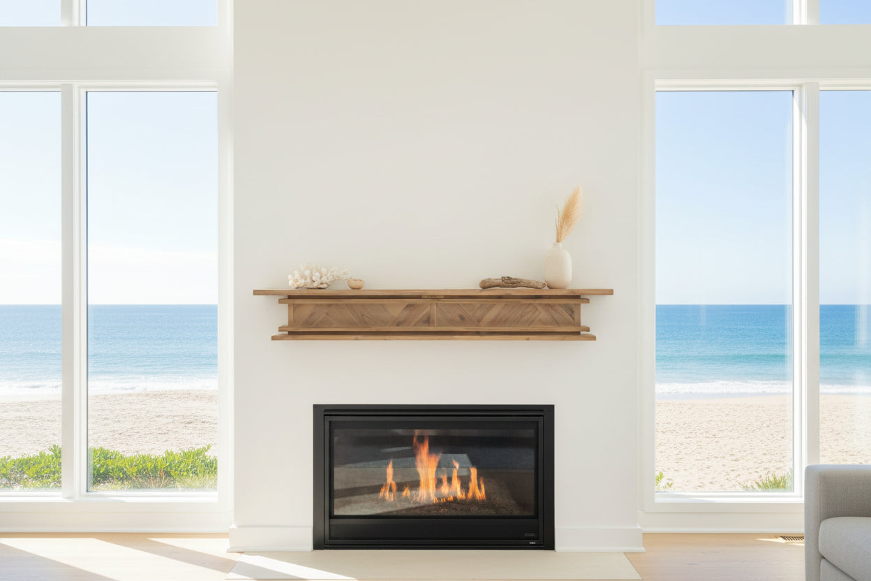 1.5m Floating Fire Mantel | Solid Hardwood | Natural