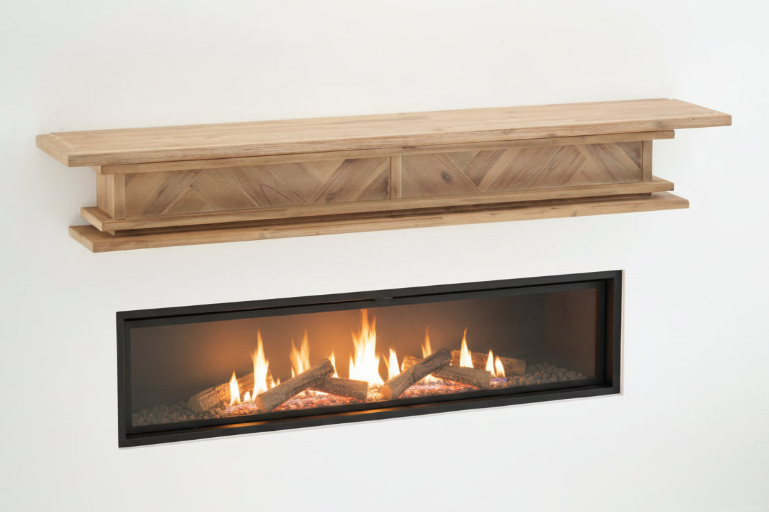 1.5m Floating Fireplace Mantel | Solid Acacia Hardwood | Natural Timber