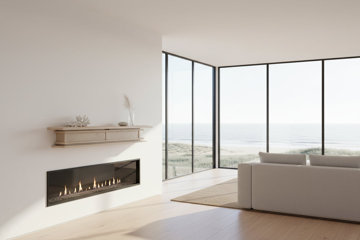 1.5m Floating Fire Mantel | Solid Hardwood | White