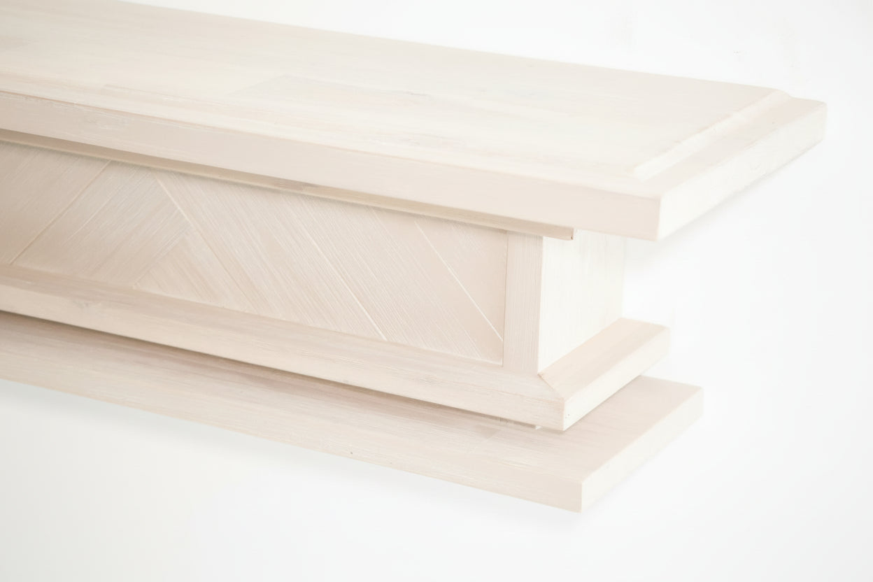 1.5m Floating Fireplace Mantel | Solid Acacia Hardwood | White Wash