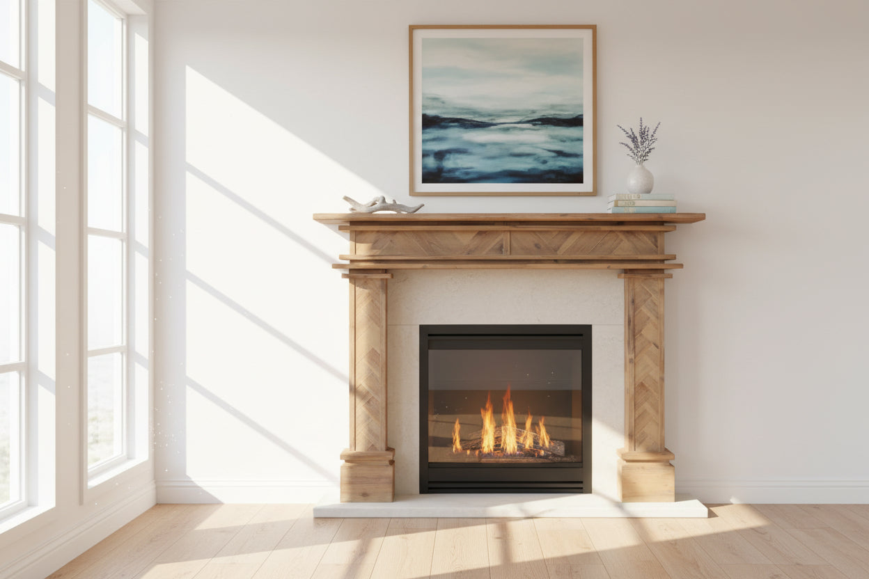 1.5m Full Fire Mantel Surround | Solid Hardwood | Natural