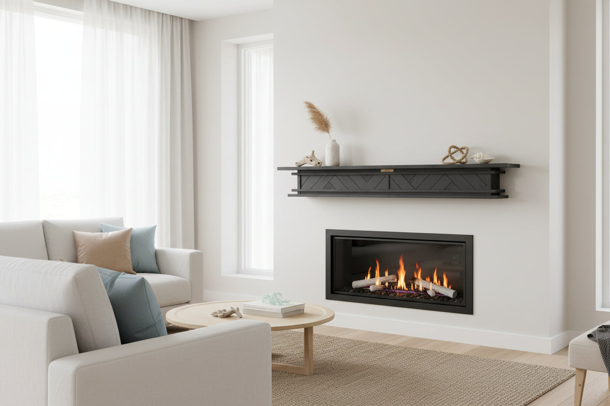 1.7m Floating Fire Mantel | Solid Hardwood | Black