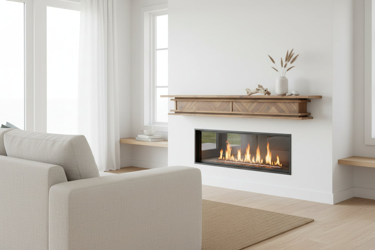 1.7m Floating Fire Mantel | Solid Hardwood | Natural