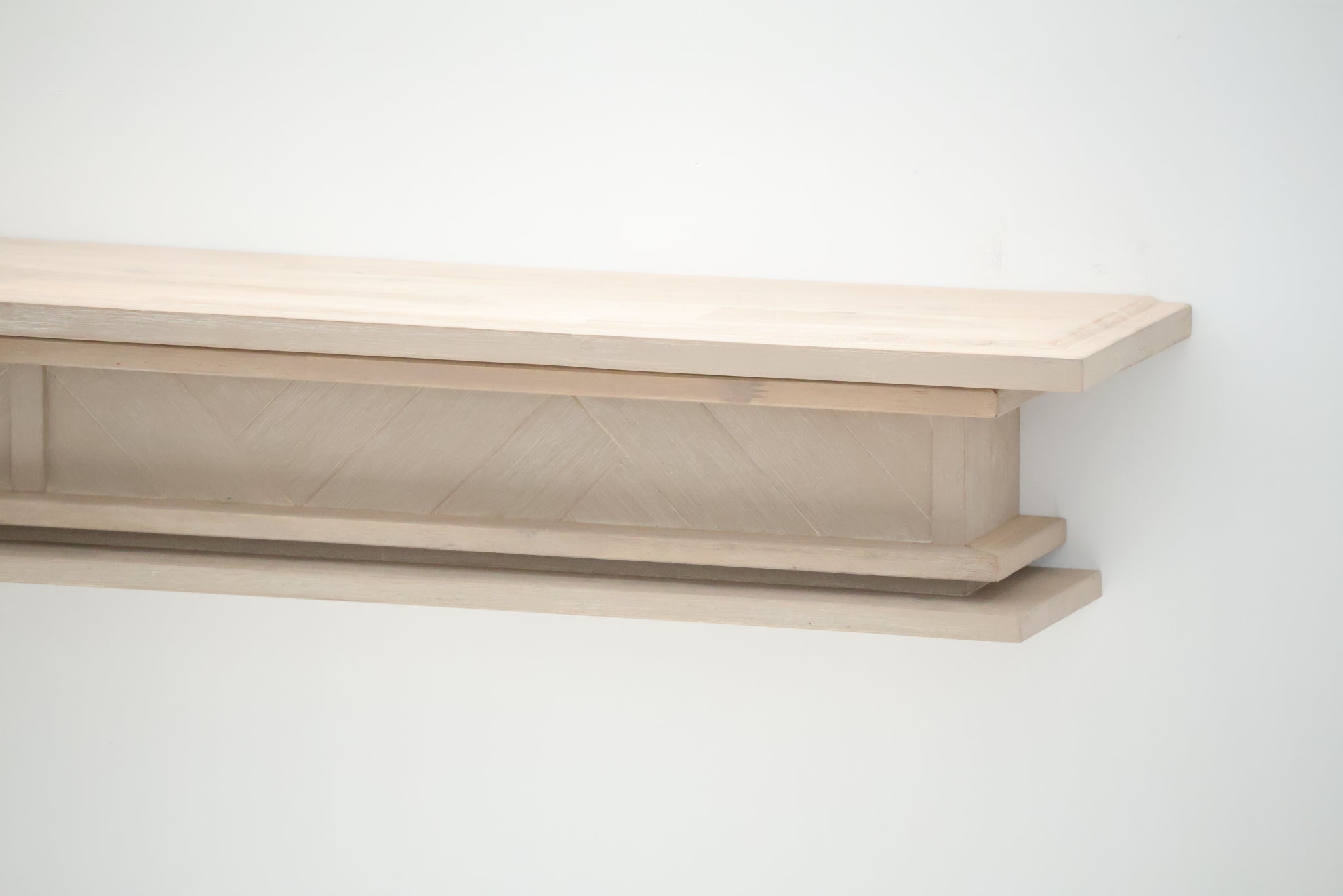 1.7m Floating Fireplace Mantel | Solid Acacia Hardwood | White