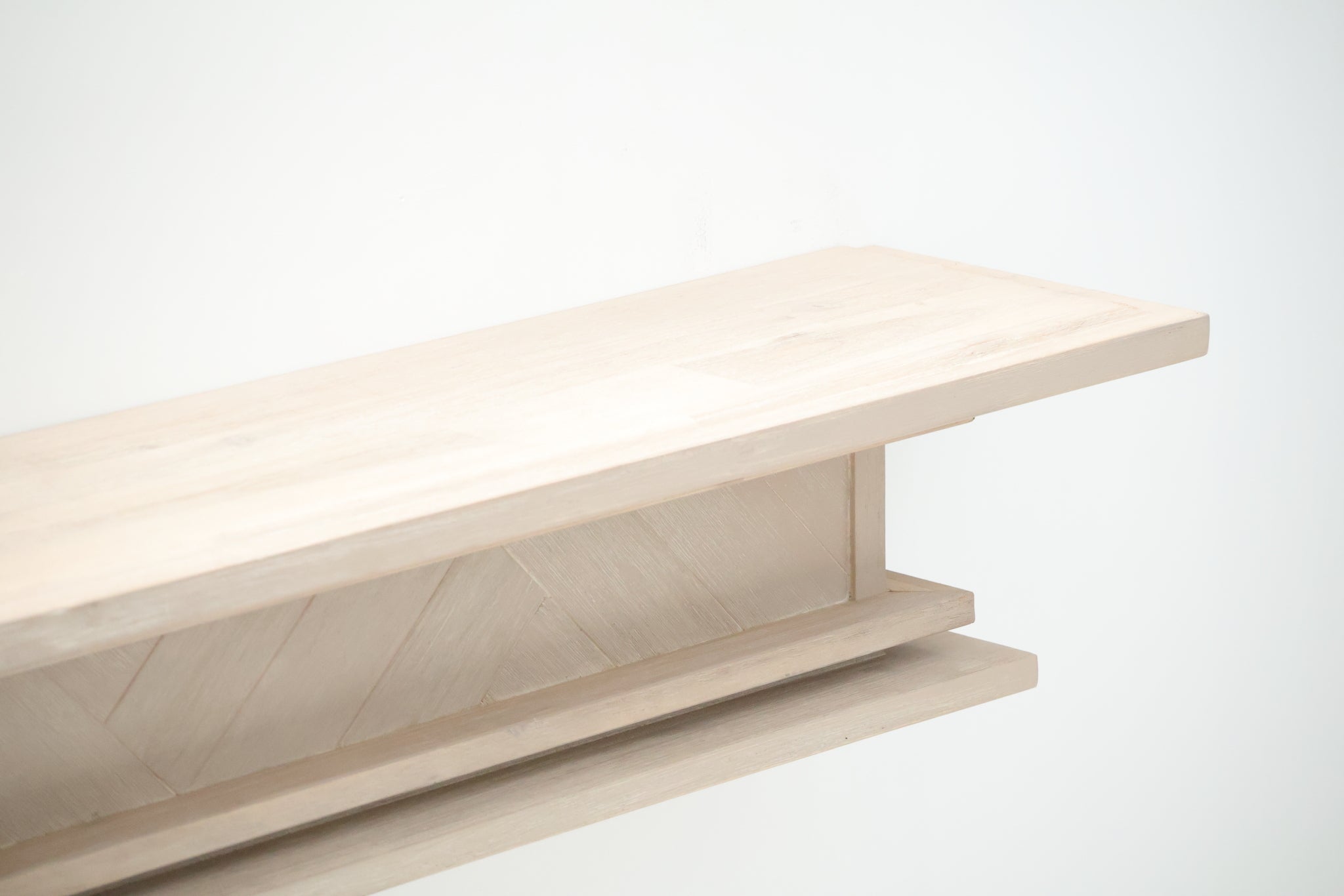 1.5m Floating Fireplace Mantel | Solid Acacia Hardwood | White