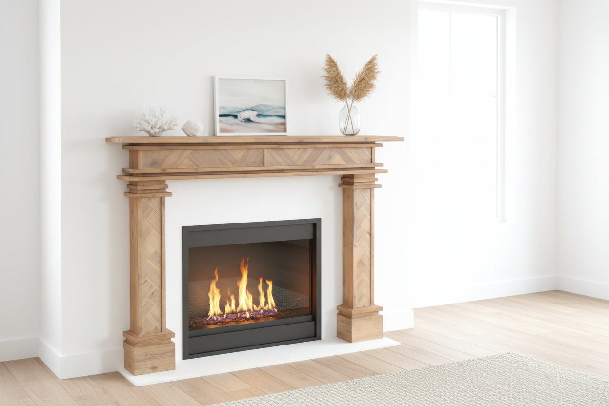 1.7m Full Fire Mantel Surround | Solid Hardwood | Natural
