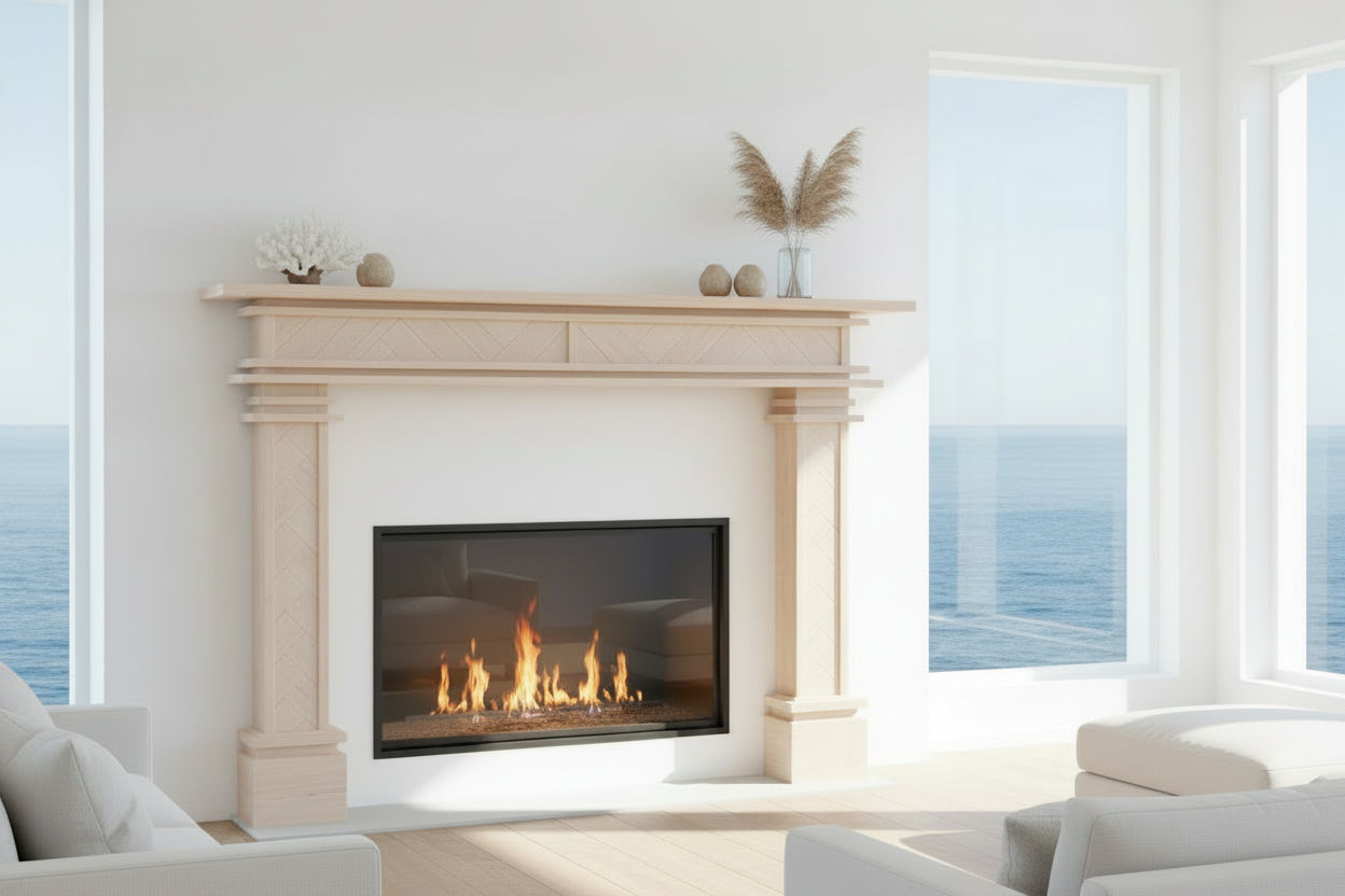 1.7m Full Fire Mantel Surround | Solid Hardwood | White