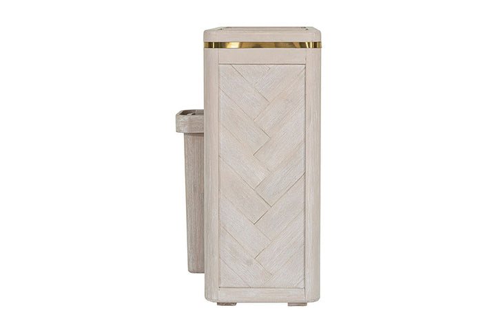 White timber wood brass luxury premium laundry hamper basket clothes double bathroom waste bin herringbone