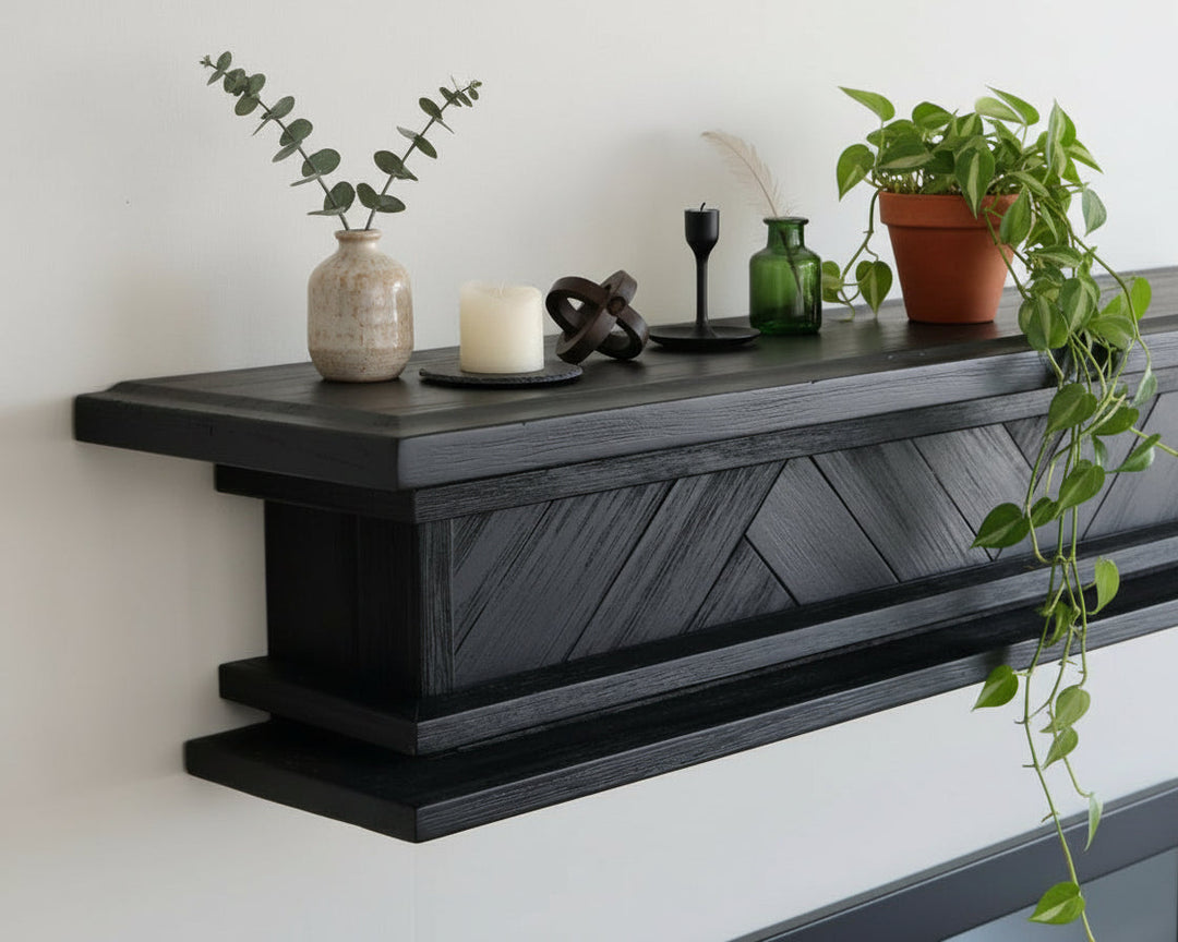 1.7m Floating Fire Mantel | Solid Hardwood