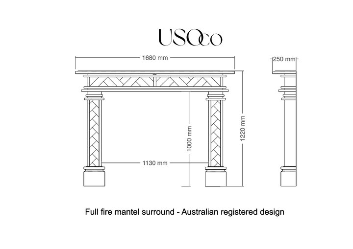 1.7m Encadrement Grande Chevron - Genuine Acacia | Fireplace Mantel