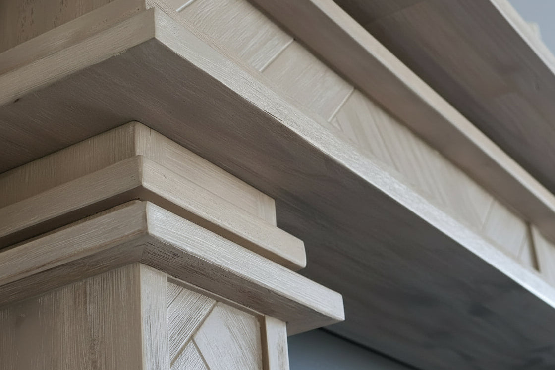 1.7m Full Fire Mantel Surround | Solid Hardwood | White Wash