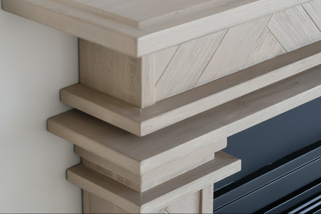 1.7m Full Fire Mantel Surround | Solid Hardwood | White Wash
